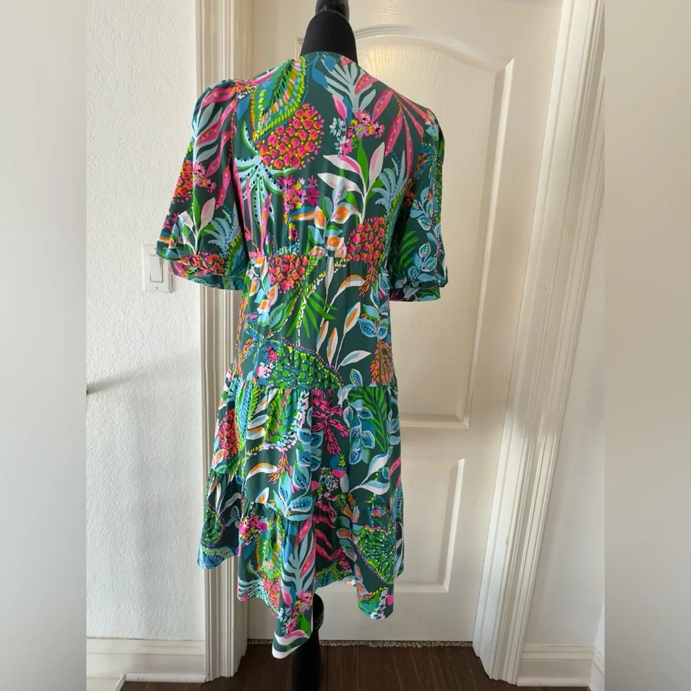 NWT Lilly Pulitzer Sz XS Chiara Tiered Dress Multi Sunshine Jungle - Picture 5 of 11